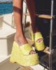 Azalea Wang Azalea Wang Betsey Platform Sequin Wedge Sandal in Yellow, Women's at Urban Outfitters - 1
