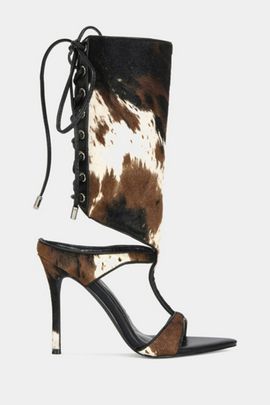 Azalea Wang Azalea Wang Boudier Calf Hair Stiletto Bootie Heel in Brown, Women's at Urban Outfitters