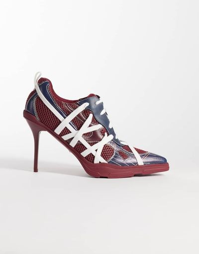 AZALEA WANG Azalea Wang Crosswalk platform sporty pointed heels with laces in red and white