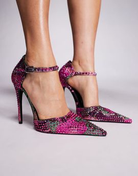 AZALEA WANG Azalea Wang Daiyya embellished high heels in floral pink