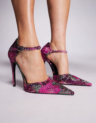 AZALEA WANG Azalea Wang Daiyya embellished high heels in floral pink