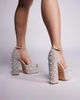 AZALEA WANG Azalea Wang Eleanor pearl embellished platform heeled sandals in gold - 3