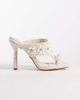 AZALEA WANG Azalea Wang Ellaruth toe post heeled sandals in ivory with pearls-White - 1