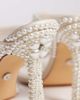 AZALEA WANG Azalea Wang Ellaruth toe post heeled sandals in ivory with pearls-White - 4