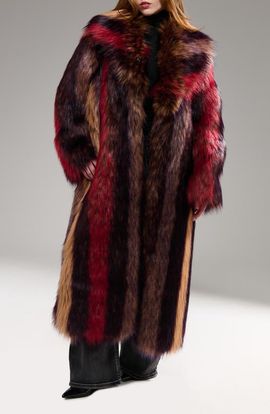 AZALEA WANG AZALEA WANG Esmara Multicolored Faux Fur Coat