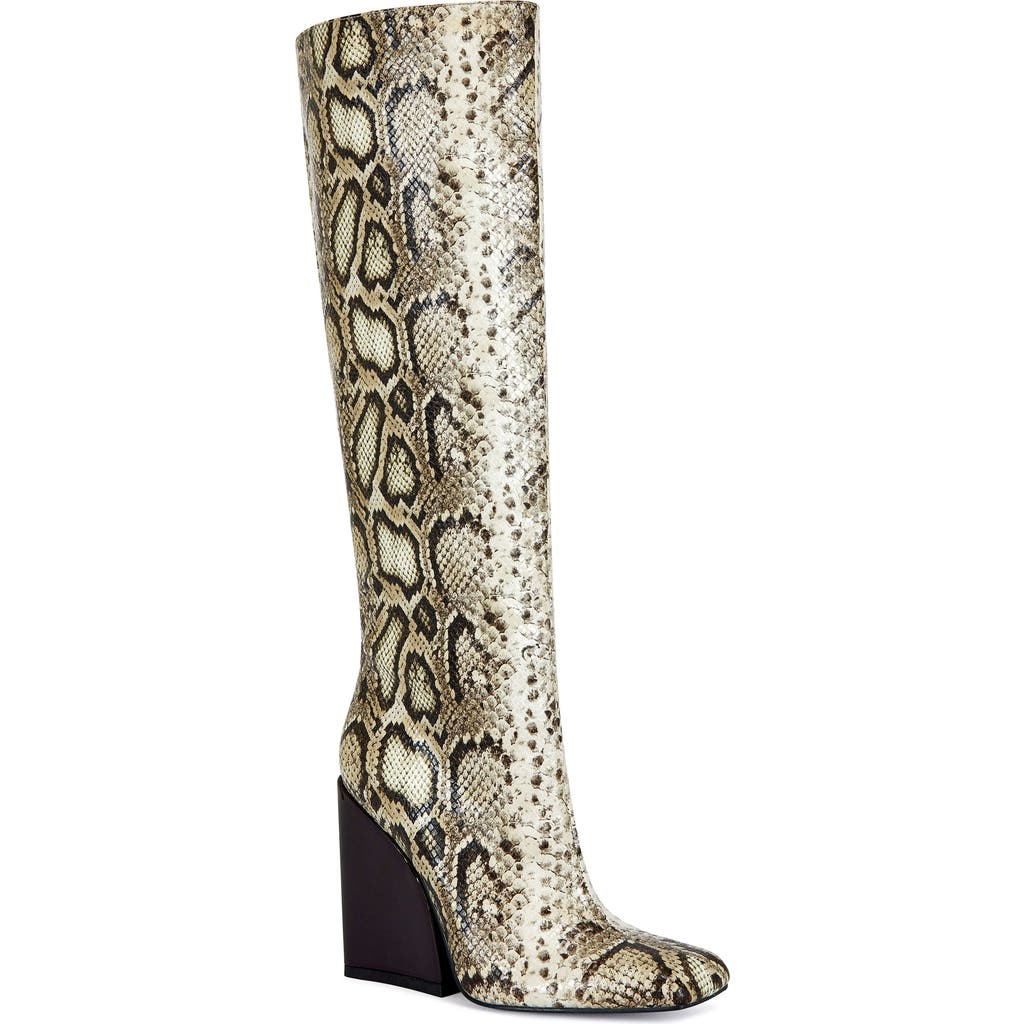 AZALEA WANG AZALEA WANG Evergreen Snakeskin Embossed Knee High Boot