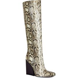 AZALEA WANG AZALEA WANG Evergreen Snakeskin Embossed Knee High Boot