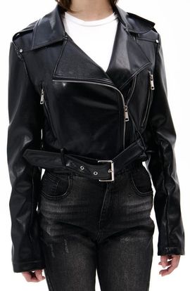 AZALEA WANG AZALEA WANG Faux Leather Crop Moto Jacket