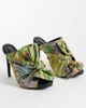 AZALEA WANG Azalea Wang Fayelette heeled mule sandals in green multi - 2
