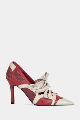 Azalea Wang Azalea Wang Firestring Lace-Up Stiletto Pump Shoe in Red, Women's at Urban Outfitters