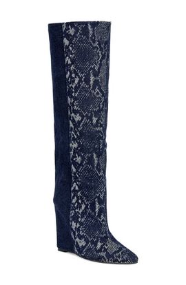 AZALEA WANG AZALEA WANG Gianna Snake Print Wedge Knee High Boot