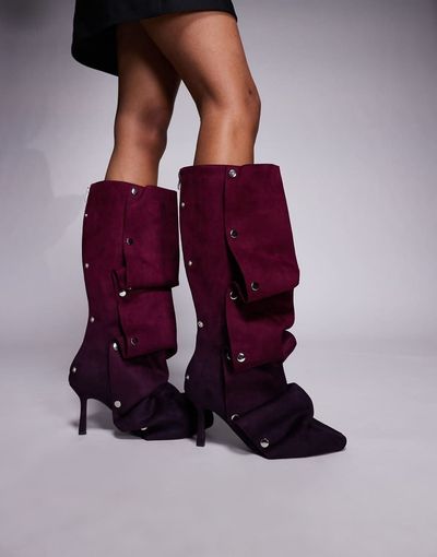 AZALEA WANG Azalea Wang Imogine stiletto heel studded knee boots in purple