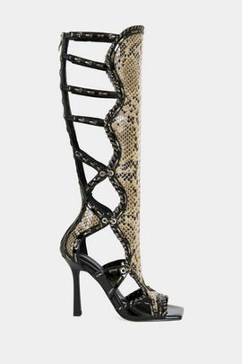 Azalea Wang Azalea Wang Indranihigh Gladiator Stiletto Sandal Boot in Black, Women's at Urban Outfitters