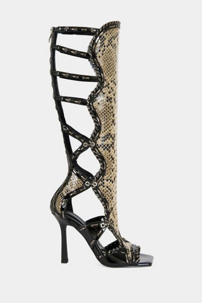 Azalea Wang Azalea Wang Indranihigh Gladiator Stiletto Sandal Boot in Black, Women's at Urban Outfitters