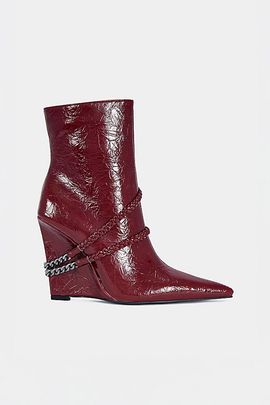 Azalea Wang Azalea Wang Jacques Pointed Toe Wedge Bootie in Red, Women's at Urban Outfitters