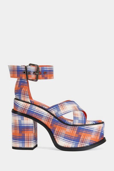 Azalea Wang Azalea Wang Jaetyn Plaid Platform Heel in Orange, Women's at Urban Outfitters