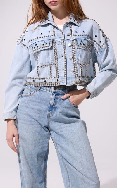 AZALEA WANG AZALEA WANG Jazella Embellished Denim Jacket 