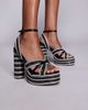 AZALEA WANG Azalea Wang Kinslee embellished platform sandals in black and white - 1