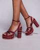 AZALEA WANG Azalea Wang Kinslee embellished platform sandals in red and pink - 1