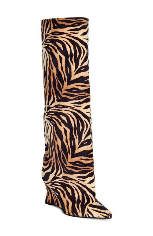 AZALEA WANG AZALEA WANG Knee High Animal Print Wedge Boot
