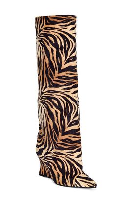 AZALEA WANG AZALEA WANG Knee High Animal Print Wedge Boot