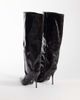 AZALEA WANG Azalea Wang Laniya pointed cone heel glam knee boots in espresso croc-Brown - 4
