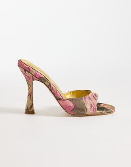 AZALEA WANG Azalea Wang Lenore heeled mule sandals in gold and pink