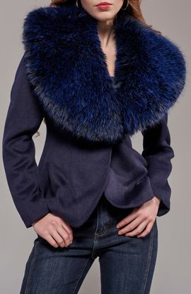 AZALEA WANG AZALEA WANG Liliane Wool Blazer with Faux Fur Collar