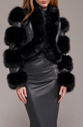 AZALEA WANG AZALEA WANG Loverboy Faux Leather Moto Jacket with Faux Fur Trim