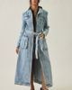 Azalea Wang Azalea Wang Lucienne Longline Denim Trench Coat Jacket in Light Blue, Women's at Urban Outfitters - 1