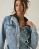 Azalea Wang Azalea Wang Lucienne Longline Denim Trench Coat Jacket in Light Blue, Women's at Urban Outfitters - 5