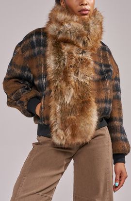 AZALEA WANG AZALEA WANG Maddy Faux Fur Trim Bomber Jacket