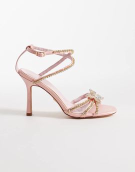 AZALEA WANG Azalea Wang Margareta embellished heeled sandals with butterfly embellishment in baby pink