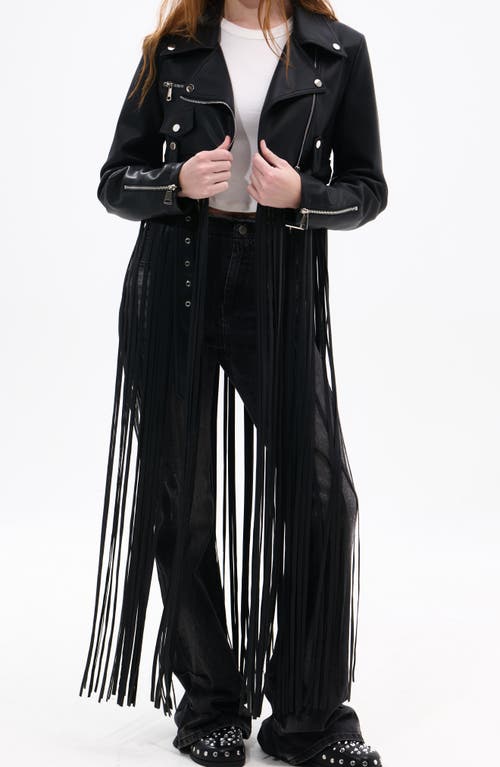 AZALEA WANG AZALEA WANG Maxi Fringe Faux Leather Moto Jacket