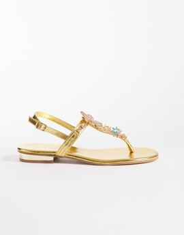 AZALEA WANG Azalea Wang Nautia embellished flat sandals in gold