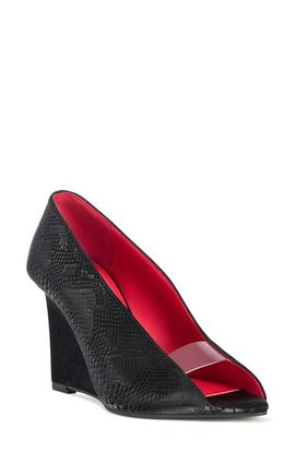 AZALEA WANG AZALEA WANG Nicoleta Snakeskin Embossed Wedge Pump