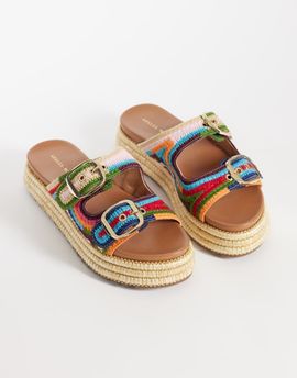 AZALEA WANG Azalea Wang Nikkei flatform buckle sandals in multicolor