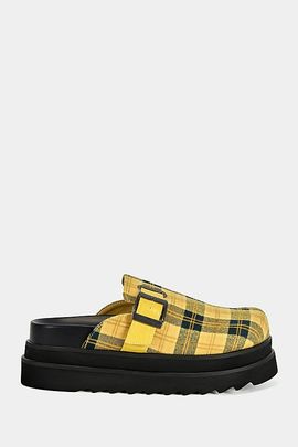 Azalea Wang Azalea Wang Oblique Plaid Platform Clog in Yellow, Women's at Urban Outfitters