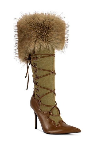 AZALEA WANG AZALEA WANG Ohara Knee High Boot with Faux Fur Trim