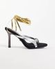 AZALEA WANG Azalea Wang Otrisse strappy heeled sandals with tie leg in multi metallic-Silver - 1