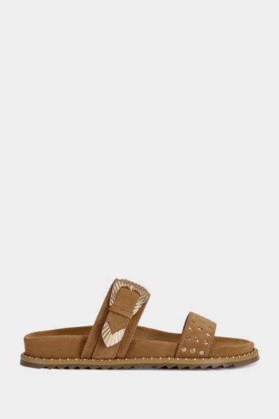 Azalea Wang Azalea Wang Pallas Western Flat Sandal in Tan, Women's at Urban Outfitters