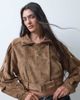 AZALEA WANG Azalea Wang Papoose cropped moto jacket in brown suedette - 2
