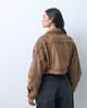 AZALEA WANG Azalea Wang Papoose cropped moto jacket in brown suedette - 4