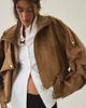 Azalea Wang Azalea Wang Papoose Faux Leather Moto Jacket in Brown, Women's at Urban Outfitters - 1