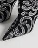 AZALEA WANG Azalea Wang parfum pointed knee boots with intricate sequin pattern in black and silver - 3
