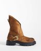 AZALEA WANG Azalea Wang Phrixus mid ankle boots with gold buckle in brown - 1