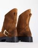 AZALEA WANG Azalea Wang Phrixus mid ankle boots with gold buckle in brown - 4