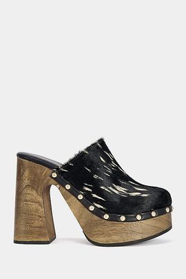 Azalea Wang Azalea Wang Picard Animal Print Heeled Clog in Black, Women's at Urban Outfitters