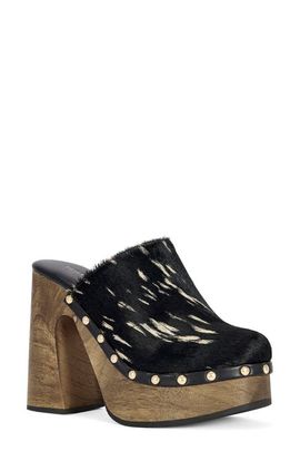 AZALEA WANG AZALEA WANG Picard Genuine Calf Hair Platform Clog