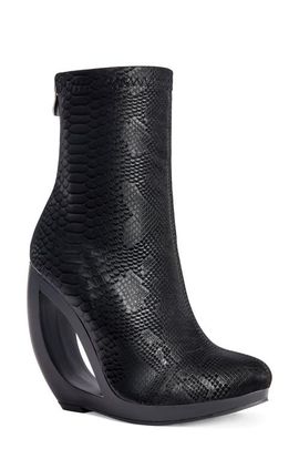 AZALEA WANG AZALEA WANG Rapture Faux Snakeskin Cutout Wedge Bootie